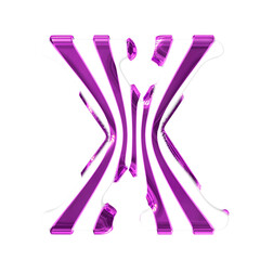 White symbol with purple thin straps. letter x