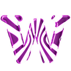 White symbol with purple thin straps. letter w