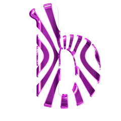 White symbol with purple thin straps. letter b
