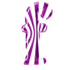 White symbol with purple thin straps. letter f