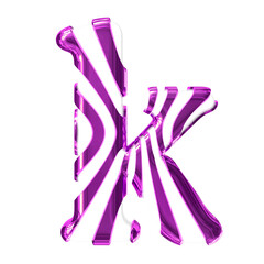 White symbol with purple thin straps. letter k