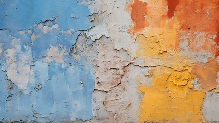 Rough wall texture of old yellow and blue paint
