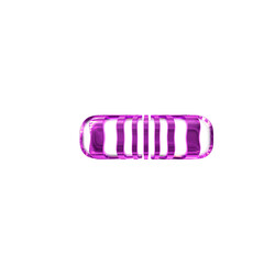 White symbol with purple thin straps