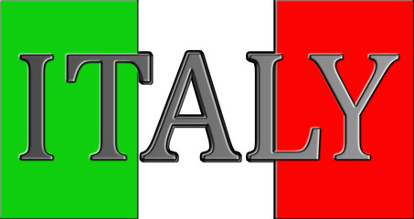 a tricolor flag with the writing Italy.