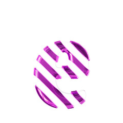White symbol with thin purple diagonal straps. letter e