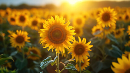 A field with sunflowers	
