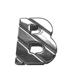 3d symbol made of silver diagonal blocks. letter b