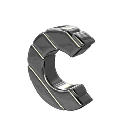 Silver diagonal block symbol view from the left. letter c