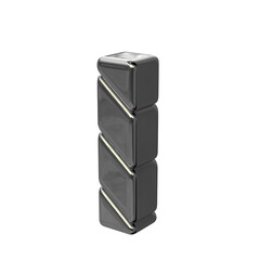 Silver diagonal block symbol view from the left. letter i