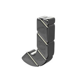 Silver diagonal block symbol view from the left. letter j