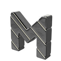 Obraz premium Silver diagonal block symbol view from the left. letter m