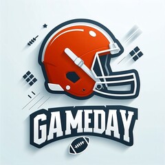 Game Day american football poster , american football helmet and ball with copy space for text. Panoramic banner design concept of super bowl sunday created with generative ai	
