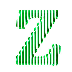 White symbol with green vertical ultra thin straps. letter z