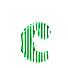 White symbol with green vertical ultra thin straps. letter c