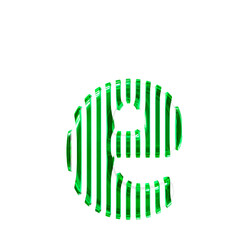 White symbol with green vertical ultra thin straps. letter e