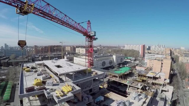 Crane work on construction site of apart-complex RE:Form