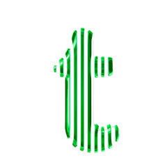 White symbol with green vertical ultra thin straps. letter t