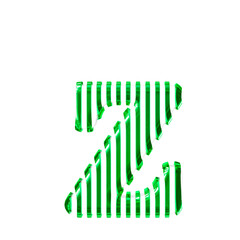 White symbol with green vertical ultra thin straps. letter z