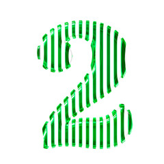 White symbol with green vertical ultra thin straps. number 2