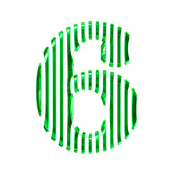 White symbol with green vertical ultra thin straps. number 6