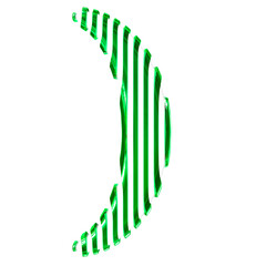 White symbol with green vertical ultra thin straps