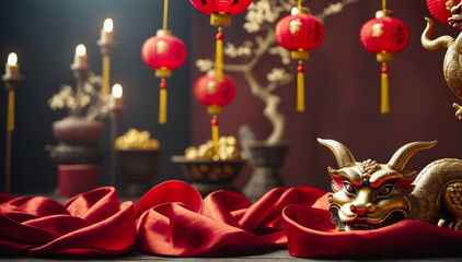 chinese new year background , year of the dragon , chinese lanterns, lunar new year