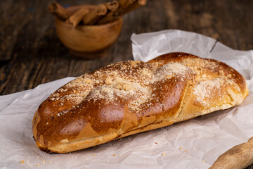 fresh white wheat bun close-up