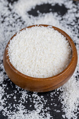 dry white coconut chips for adding to desserts