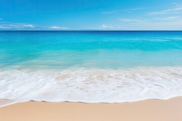 Fototapeta premium Beautiful sandy beach and soft blue ocean waves, travel