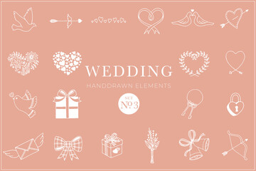 Wedding Elements Collection, Wedding Set, Drawings, Doodles, Illustrations, Decoration, Decorative, Design elements