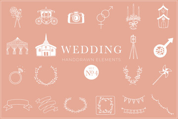 Wedding Elements Collection, Wedding Set, Drawings, Doodles, Illustrations, Decoration, Decorative, Design elements