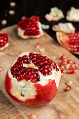 red ripe pomegranate with red grains