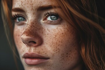 Close-Up, Woman With Freckles on Face