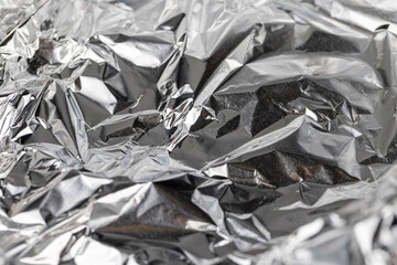 crumpled Aluminum Foil for Food , closeup