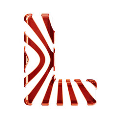 White symbol with red thin vertical straps. letter l