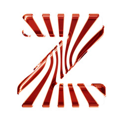 White symbol with red thin vertical straps. letter z