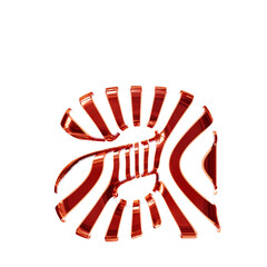 White symbol with red thin vertical straps. letter a