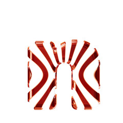 White symbol with red thin vertical straps. letter n