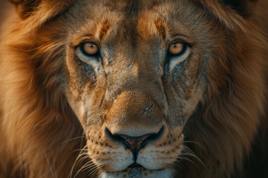 Close Up of Lions Face With Blue Eyes