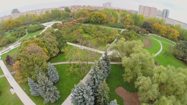 Lilac Garden at autumn cloudy day in Moscow city