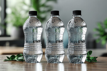 Empty water bottle mockup with luxury background