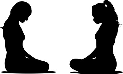Vektor Silhouette Körper Profil Frauen - Schneidersitz Meditation Yoga - Ruhe und Entspannung - Denken und Loslassen © fotografiedk