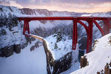 Red that shines in the snow. Generative AI.