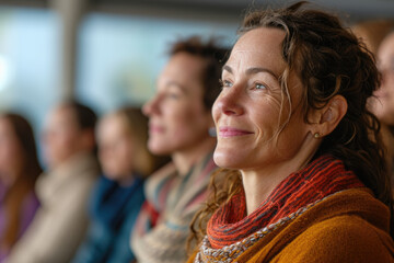 Obraz premium Closeup Portrait of a wellness coach at a health seminar, promoting mindfulness, .