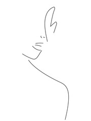Portrait of a woman in minimalist line art style. Beauty concept vector illustration.