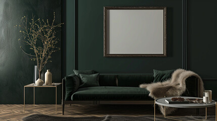 Empty background frame in modern room concept. Green room frame. Baby room frame. Photo frames. backgrounds