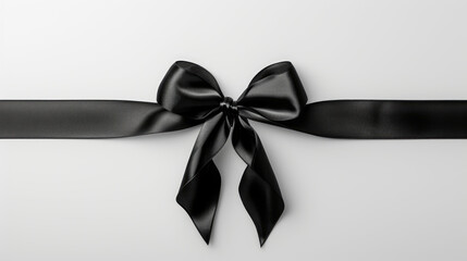 A black ribbon with a line on white background