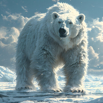 El oso polar y su reino de hielo bajo el cielo infinito.