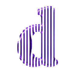 White symbol with purple vertical ultra thin straps. letter d