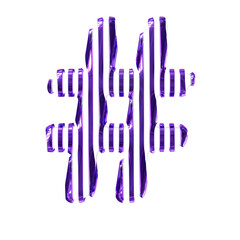 White symbol with purple vertical ultra thin straps